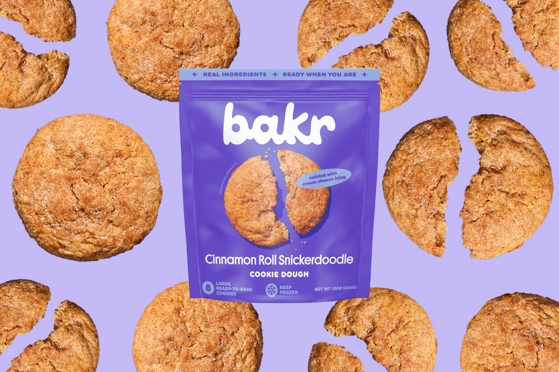 Introducing BAKR Cinnamon Roll Snickerdoodle Cookie Dough