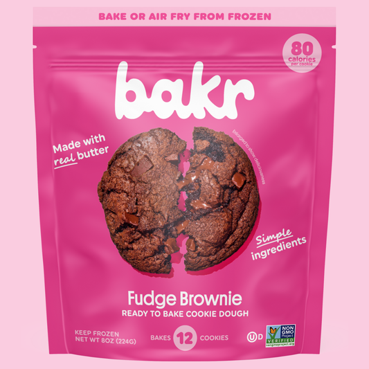 Front of Bakr Fudge Brownie Cookie Dough Bag