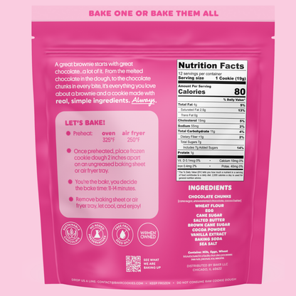 Back of Bakr Fudge Brownie Cookie Dough bag