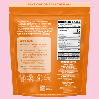 Back of Bakr Smores cookie dough bag